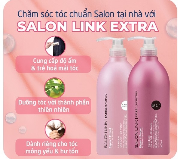 Combo Dầu Gội Xả Kumano Salon Link Phục Hồi Cho Tóc Yếu 1000ml Extra Conditioner