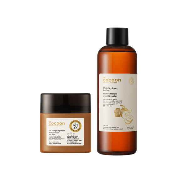 Combo Cocoon Sữa chống nắng 50ml + Tẩy trang bí đao 500ml
