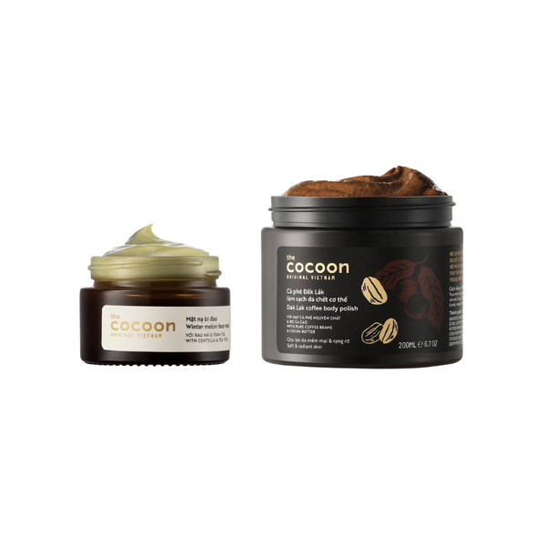 Combo Cocoon Mặt nạ bí đao 30ml + Tẩy da chết body 200ml