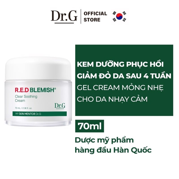 Kem Dưỡng Dr.G Red Blemish Clear Soothing Cream Cho Da Mụn 70ml
