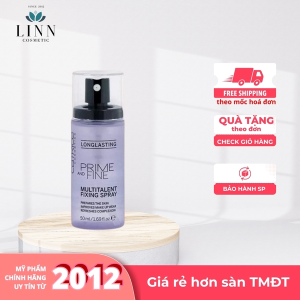 Xịt khóa nền Catrice Prime And Fine Multitalent Fixing Spray kiểm soát dầu , giữ lớp makeup mướt mịn