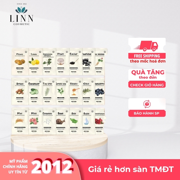 Mặt nạ giấy chính hãng dưỡng da Pretty Skin Mask miếng lẻ cấp ẩm Total Solution Essential Sheet 23g