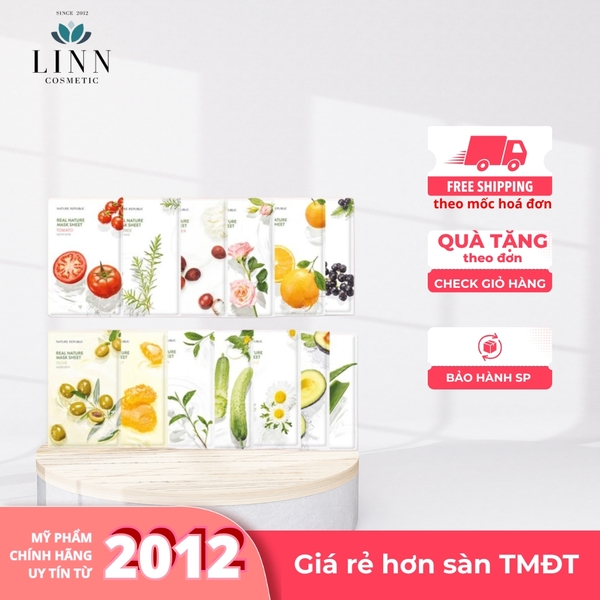Mặt nạ giấy dưỡng da Nature Republic Real Nature Mask Sheet 23ml - mask giấy dưỡng ẩm da cao cấp