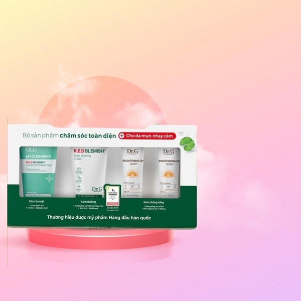 Bộ sản phẩm chăm sóc toàn diện cho làn da mụn nhạy cảm Dr.G Skincare Kit For Sensitive and Acne Skin