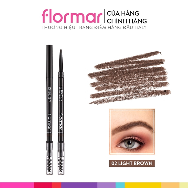 Màu 02 Light Brown Chì kẻ mày Flormar Ultra Thin Brow Pencil 0.14g