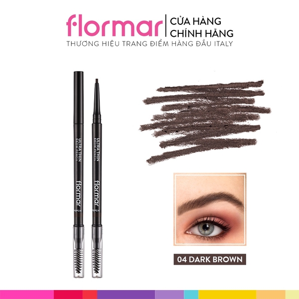 Màu 04 Dark Brown Chì kẻ mày Flormar Ultra Thin Brow Pencil 0.14g