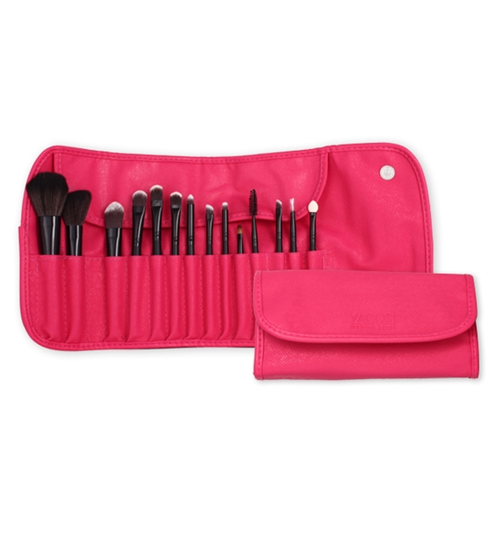 Bộ Cọ Trang Điểm Vacosi 14 Cây BC09 (Bóp Da Hồng)