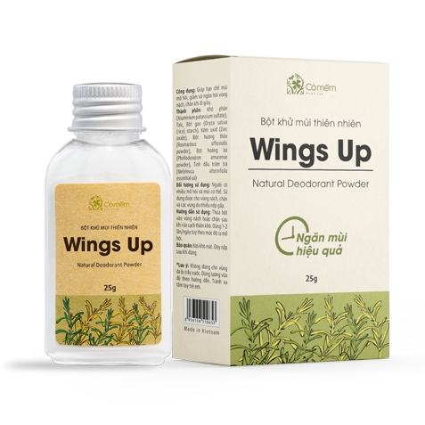 Bột khử mùi thiên nhiên Wings Up - khử mùi hôi chân, nách & giảm tiết mồ hôi - Cỏ mềm HomeLab 25g