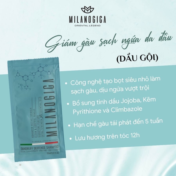 Gói dầu gội Milanogica dandruff deffense shampoo 12ml