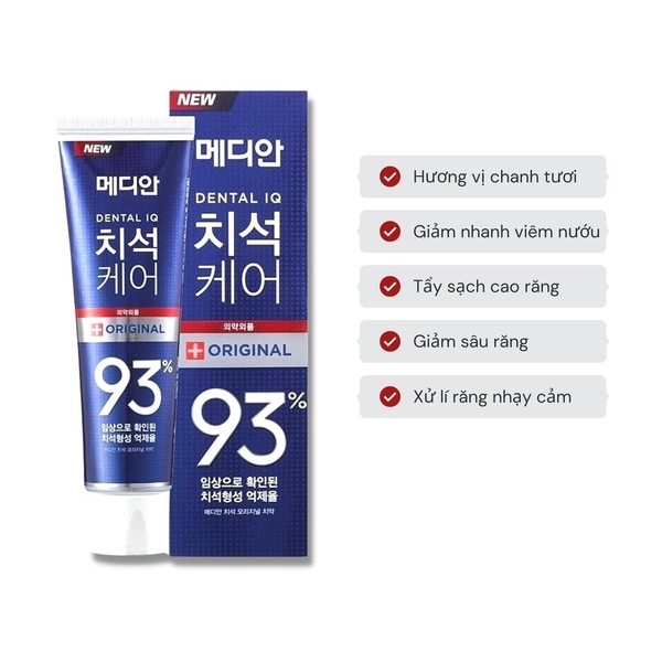 KEM ĐÁNH RĂNG MEDIAN 93% SỐ 1 Hàn QUỐC Dental IQ Chính hãng Làm trắng răng - Ngăn mảng bám 120g