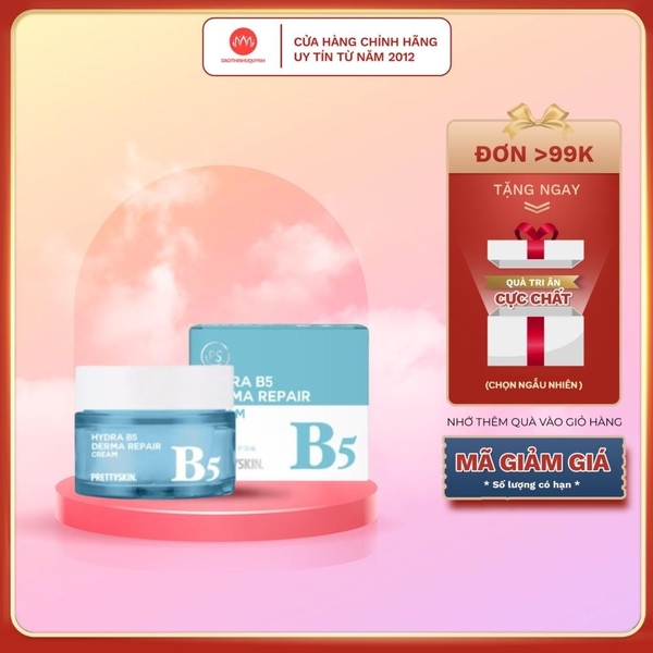 Kem dưỡng Pretty Skin Hydra B5  phục hồi dưỡng trắng ngừa mụn Derma Repair Cream 52ml chính hãng
