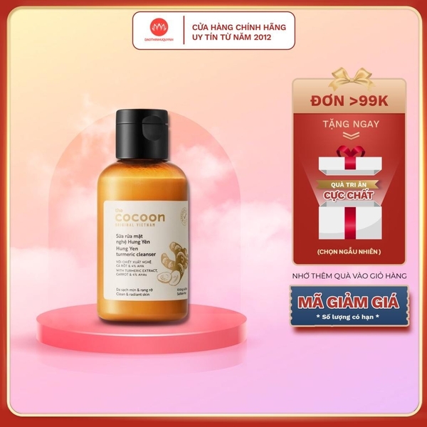 Sữa Rửa Mặt Cocoon Hung Yen Turmeric Cleanser Chiết Xuất Từ Nghệ Hưng Yên 140ml