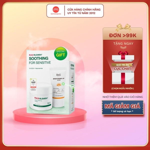Bộ chăm sóc da Dr.G - R.E.D BLEMISH  Soothing Cream Set (Kem dưỡng 70ml + KCN Brightening 20ml)