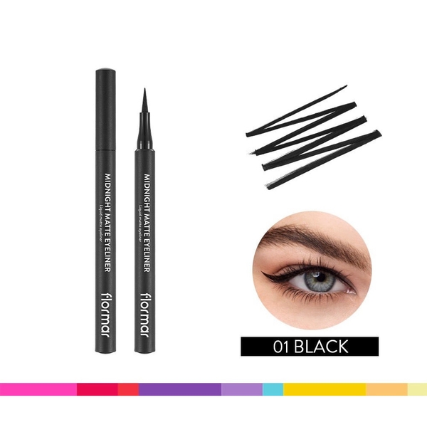 Bút kẻ mắt nước Flormar Midnight Matte Eyeliner siêu nét, siêu mảnh, siêu nhanh khô 1ml