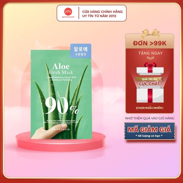 Mặt Nạ Nha Đam Dưỡng Da Bring Green Aloe 90% Fresh Mask 20g