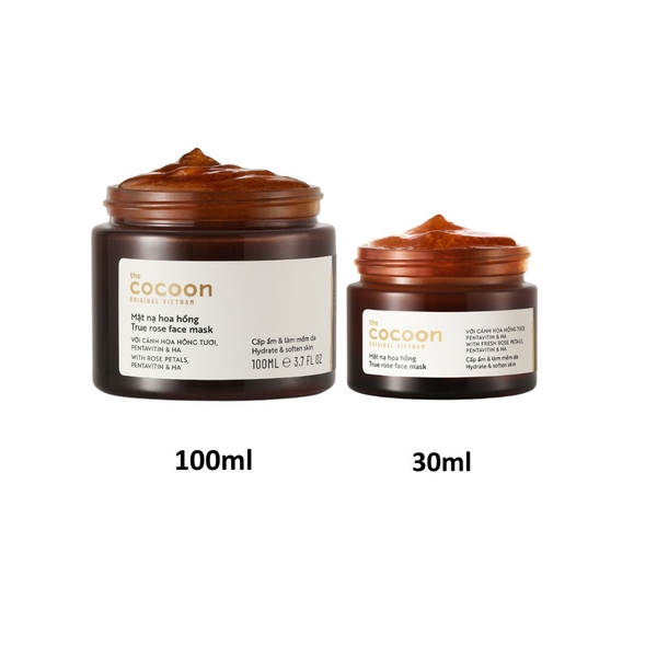 Mặt nạ Cocoon dưỡng ẩm, sáng da, giảm dầu mụn từ Bí đao, Hoa hồng, Nghệ Hưng Yên 30ml - 100ml