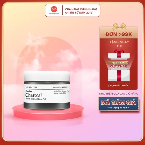 Mặt Nạ Than Tre Cho Mụn Đầu Đen BRING GREEN Bamboo Charcoal Pore & Blackhead 100ml