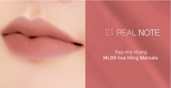 Son Kem BBIA Velvet Lip Tint màu 21 Real note