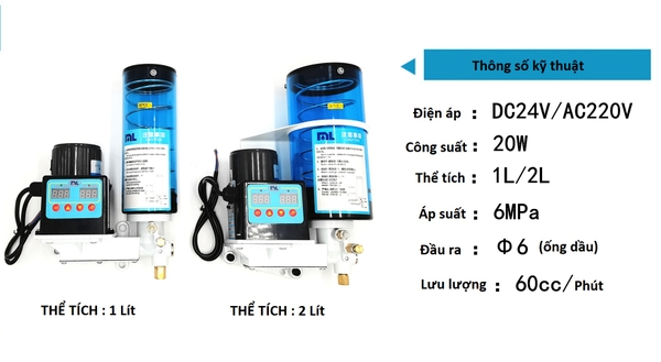  bơm mỡ tự động 1 lít  và bơm mỡ bôi trơn tự động 2 lít 