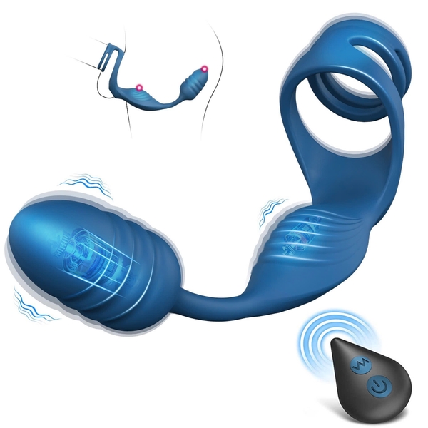 Plug rung massage kết hợp vòng khóa kích thích tuyến tiền liệt 10 chế độ rung