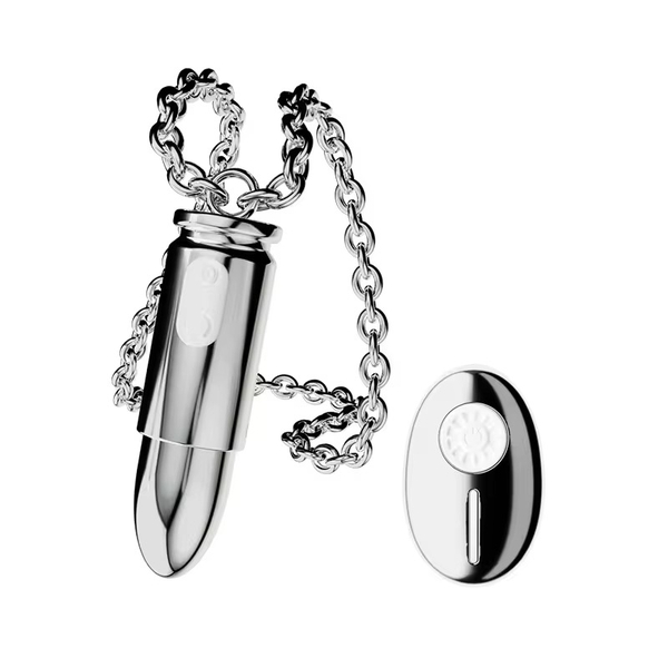 Chiếc plug rung thiết kế hình viên đạn kèm dây đeo cổ thời trang sạc tích điện điều khiển remote