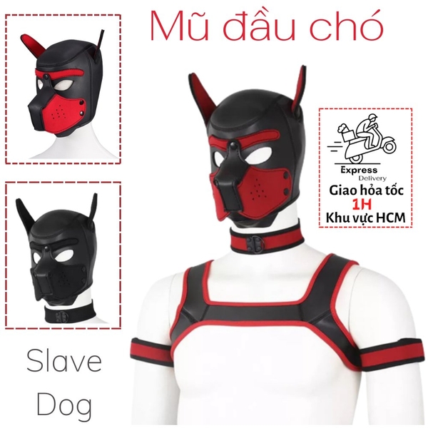 Mũ đầu chó cosplay cho người chơi hệ BDSM màu đen cá tính mạnh