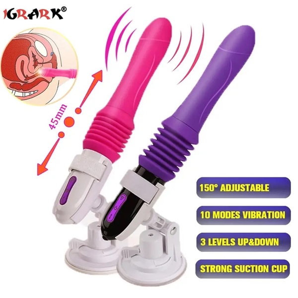 TELESCOPIC VIBRATOR DƯƠNG VẬT GIẢ RUNG THỤT ĐIỀU KHIỂN REMOTE KÈM ĐẾ HÍT