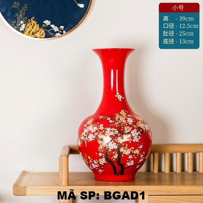 Bình gốm hoa mai men nhũ BGAD