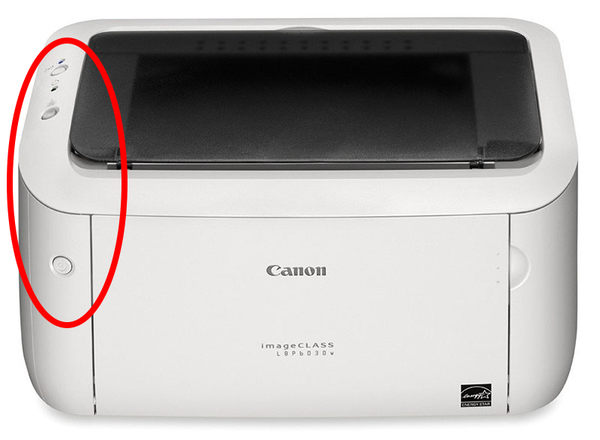 nút nguồn của máy in laser đen trắng Canon LBP 6030w