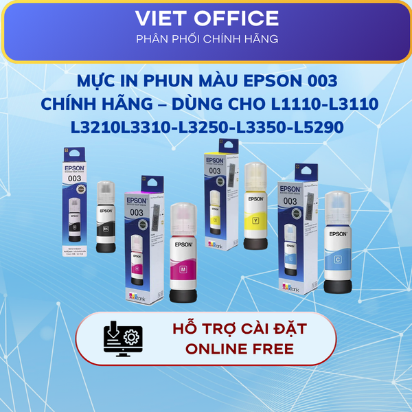 (Combo) Bộ mực Chính Hãng Epson 003 Dùng Cho Máy L1110/L3110/L3150/L5190/L1216/l1210/L1250/L3216/l3210/l3250