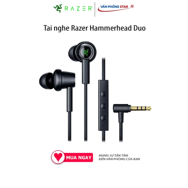 Tai nghe Razer Hammerhead Duo - RZ12-02790200-R3M1, jack 3.5mm, Trở kháng 32 ohms