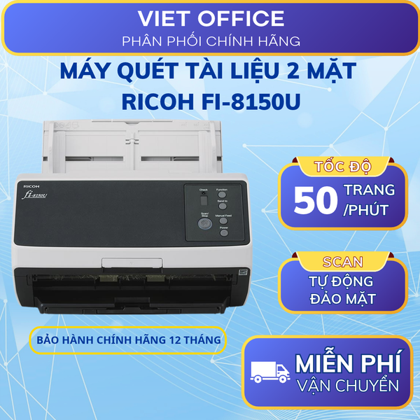 Máy Scan Tài Liệu 2 Mặt Ricoh fi-8150U – Scan Tự Động ADF 100 Tờ, Tốc Độ 50ppm/100ipm, USB 3.2