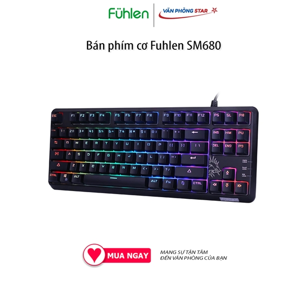 Bàn phím cơ Fuhlen SM680 độ bền 50 triệu lần bấm Keycap nhựa ABS 2 lớp, led RGB 16,8 triệu màu, Layout TKL