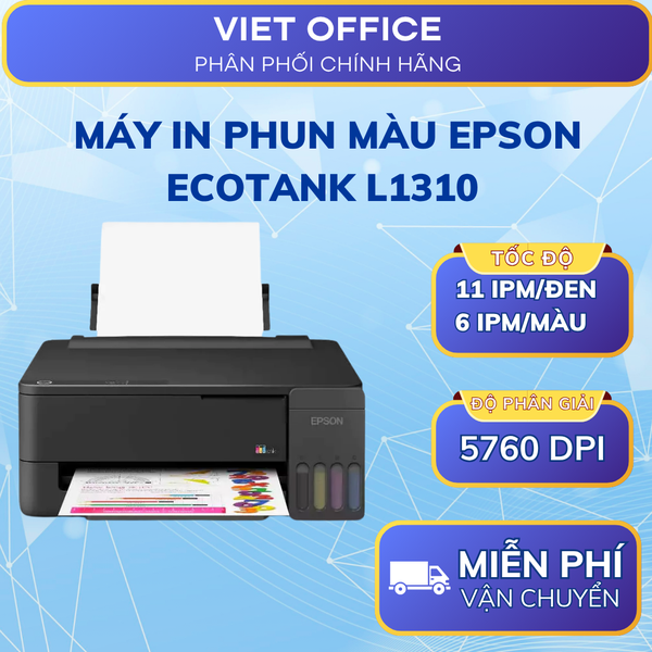 Máy In Phun Màu Epson EcoTank L1310 A4 A5 A6 Hệ Thống Mực Liên Tục Chính Hãng
