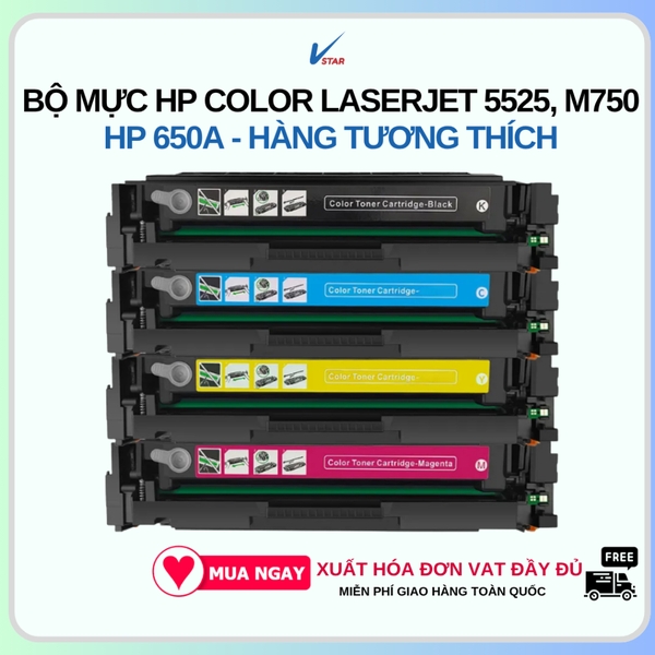 Bộ mực HP Color LaserJet 5525 , M750 Toner Cartridge ( HP 650A ) - Hàng tương thích