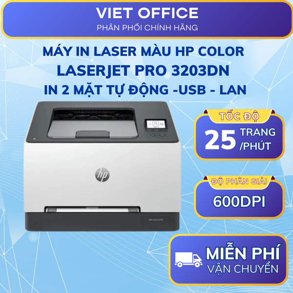 Máy In Laser Màu HP Color LaserJet Pro 3203dn (8D7L2A) In 2 Mặt Tự Động USB LAN Chính Hãng.