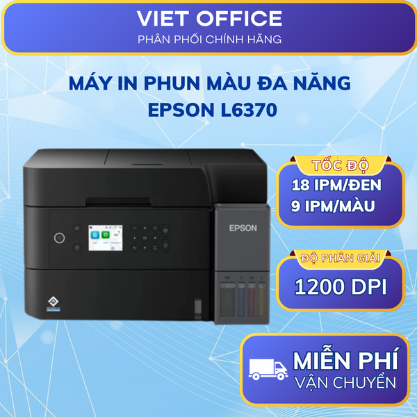Máy In Phun Màu Đa Năng EPSON L6370 In Scan Copy Fax, WiFi, LAN, In 2 Mặt, ADF - Hàng Chính Hãng