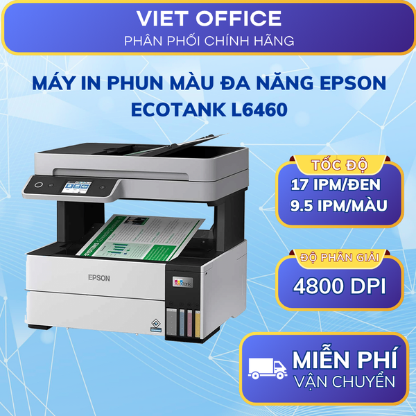 Máy In Phun Màu Đa Năng Epson EcoTank L6460 WiFi In Scan Copy ADF In 2 Mặt Chính Hãng