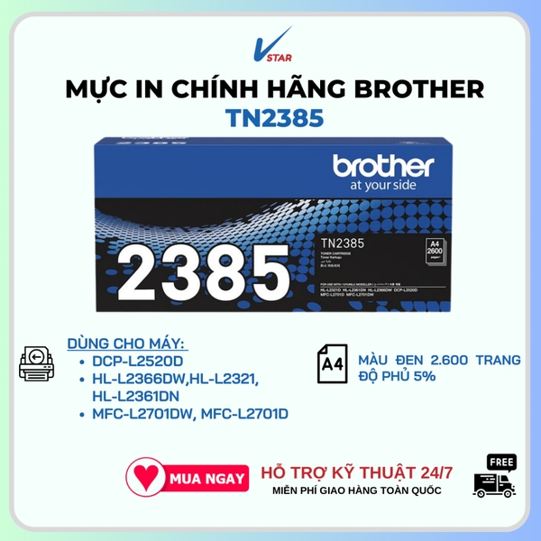 (Combo 2 hộp) Mực in Brother TN2385 chính hãng dành cho Brother DCP-L2520D/L2366DW/L2321D/HL-L2361DN/MFC-L2701DW