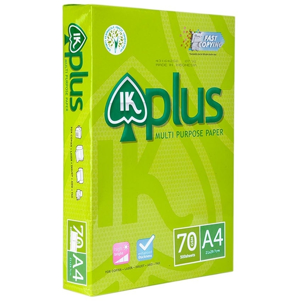 (Combo 5 ram)Giấy in A4 IK Plus ĐL 70gsm - Bề mặt nhẵn mịn, không kẹt giấy khi in 2 mặt