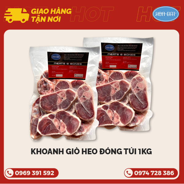 Khoanh giò heo đóng túi hút chân không 1kg