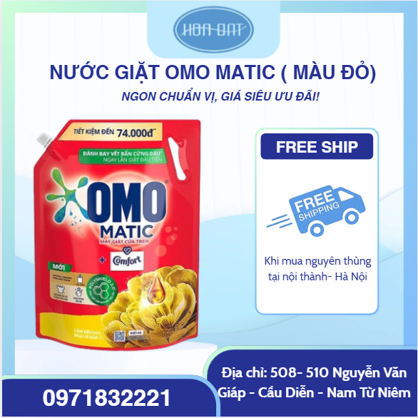 Nước giặt OMO Matic cửa trên túi 3.6kg* 4 túi ( màu đỏ)
