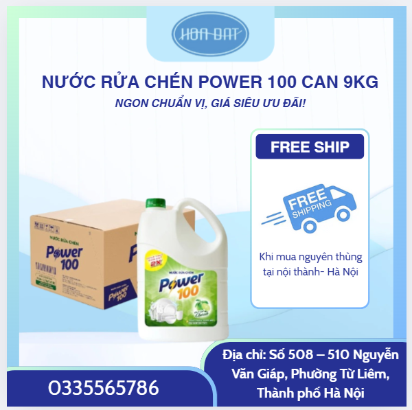 Nước rửa chén Power 100 hương chanh 9.5kg