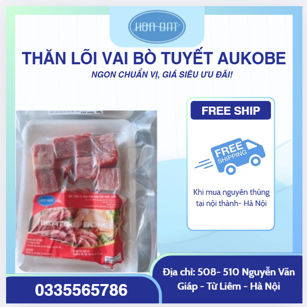 Thăn Lõi vai bò tuyết Aukobe - Siêu mềm cắt lúc lắc khay 500gr