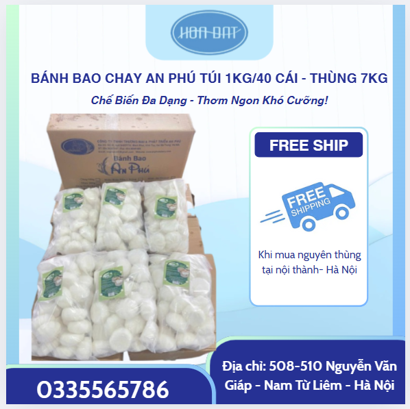 BÁNH BAO CHAY AN PHÚ TÚI 1KG - THÙNG 7KG