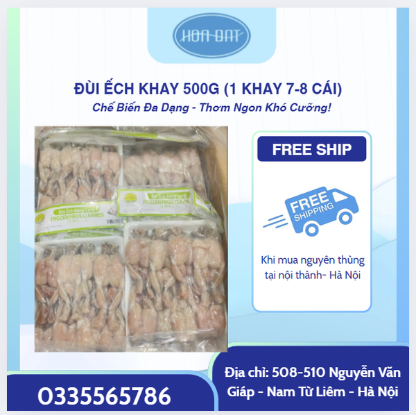 ĐÙI ẾCH ĐÔNG LẠNH LÀM SẠCH (7-8 ĐÙI)/ KHAY 500GR - THÙNG 12KG