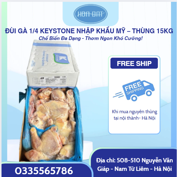 ĐÙI GÀ 1/4 KEYSTONE NHẬP KHẨU MỸ – THÙNG 15KG