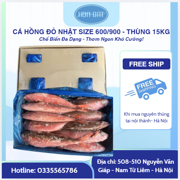 Cá hồng đỏ Nhật size 600/900 - thùng 15kg