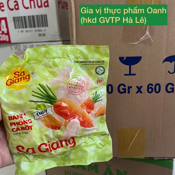 (Thùng 60) BÁNH PHỒNG CHAY CÀ RỐT Sa Giang (100g)