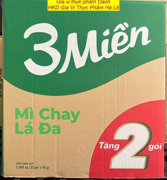 (Thùng 30+2) Mì chay lá đa Ba Miền (65gr)